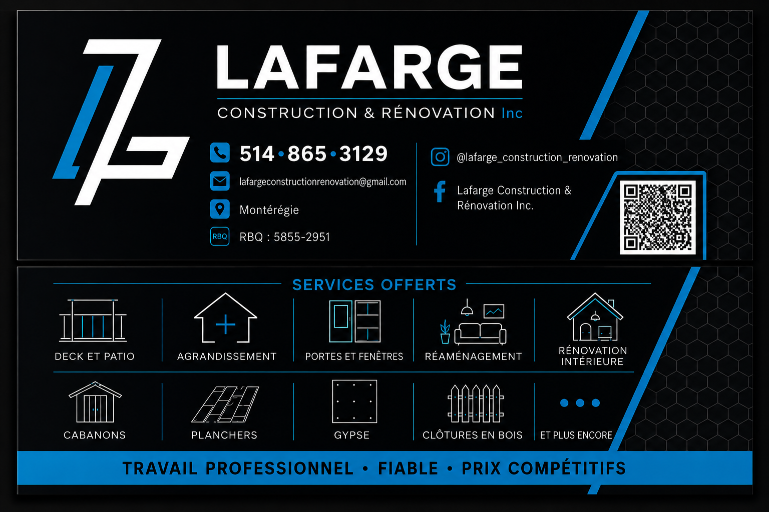 LAFARGE Construction et Rénovation Inc. — Services de construction et rénovation en Montérégie, coordonnées et réalisations